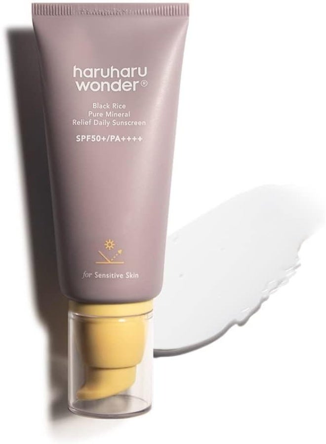 haruharu Wonder Black Rice Pure Mineral Relief Daily Sunscreen 50ml, Reef Safe Formula, For All Skin Types Including Sensitive Skin - Image 1